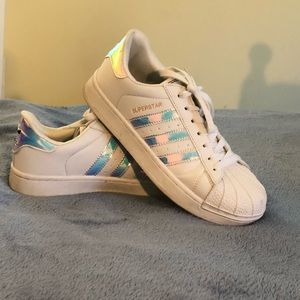 Adidas iridescent superstar sneakers size 8